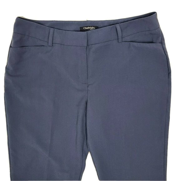 Chadwicks of Boston Pants Womens Size 14 Solid All Blue Audrey with Pockets - Picture 2 of 6